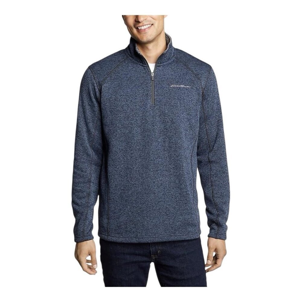 Eddie Bauer Mens Radiator Fleece Quarter Zip Pullover~Size Med~Blue/Grey L12 09
